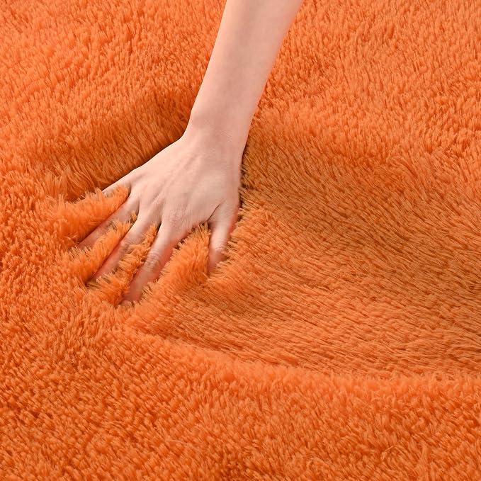 Andecor Shag Area Rug for Living Room, 4x6 Feet Orange Soft Fluffy Indoor Plush - Image 7