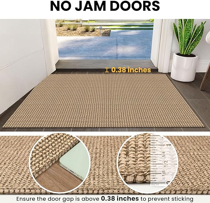 IOHOUZE Washable Area Rug 4x6 Non Slip Rubber Backed Woven Indoor Outdoor Rugs - Image 3