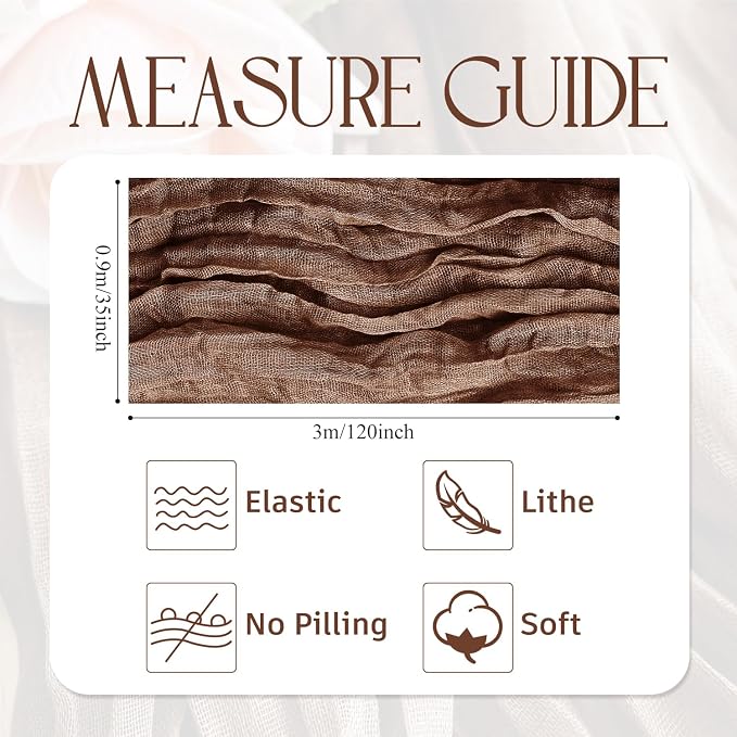 Cheesecloth Table Runner Brown 10FT Boho Gauze Runner, 3 Pack | 120 Inch Cheese - Image 2