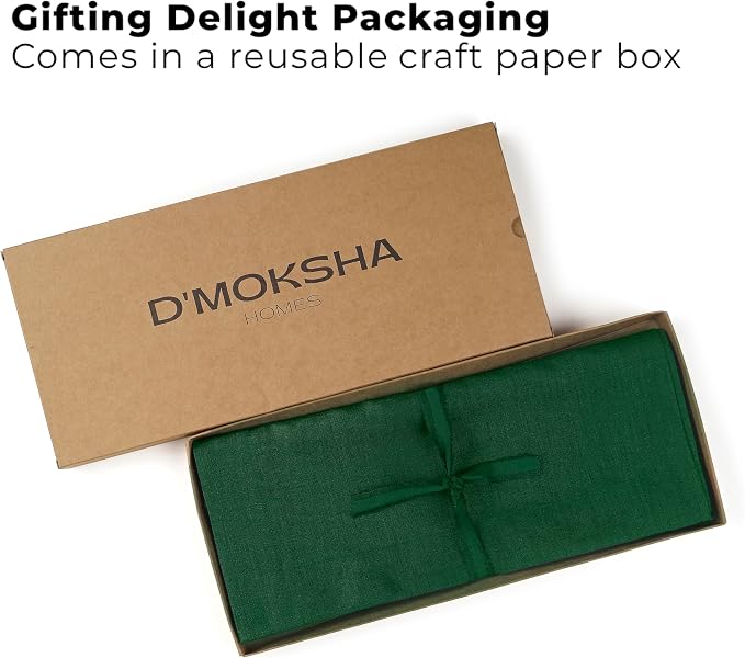 Classic Linen™ by D'Moksha Eden Green Table Runner 60 Inches, 100% Pure Linen - Image 4