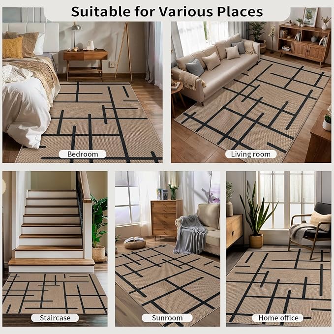 Tangsoo Modern Easy Jute Rug 5x7 Large Washable Area Rugs - Image 8