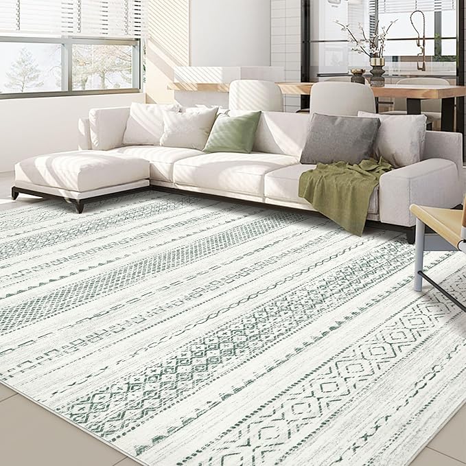 Nakagishi Green Rug Living Room Rugs: 9x12 Washable Boho Large Neutral Soft by NakagishiAreaRug