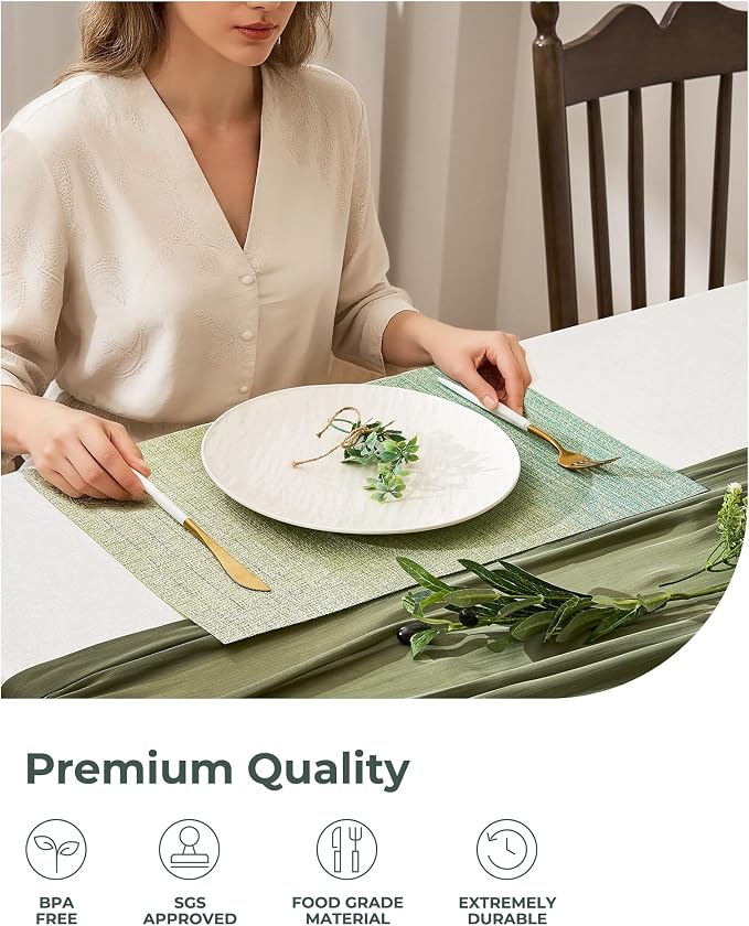 Leetaltree Gradient Green Woven Placemats Set of 4 - Image 6