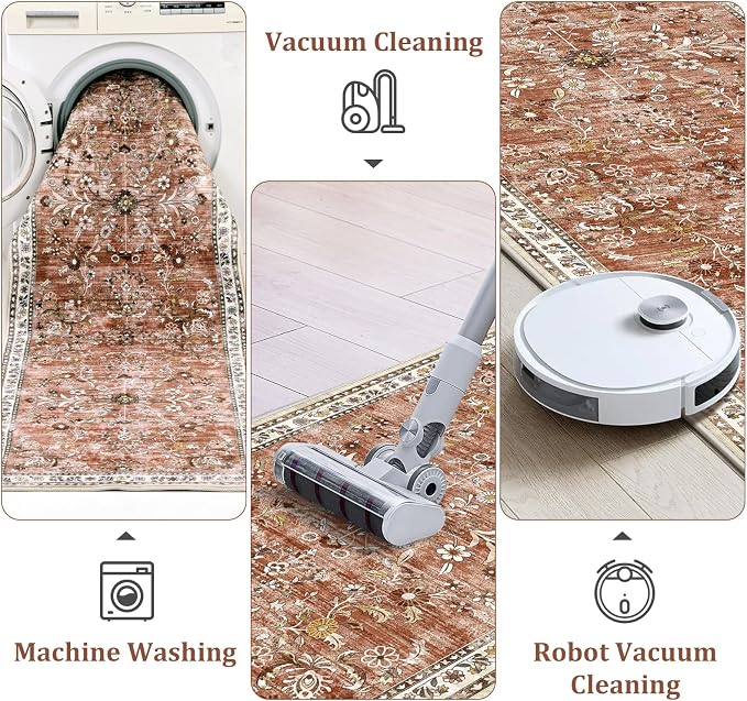 Yamaziot Washable Runner Rug 2x6 – Non Slip Boho Floral Hallway Runner Rug - Image 4