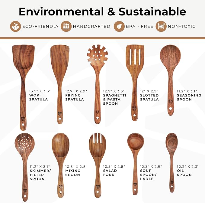 Wooden Spoons for Cooking, Heat Resistant & Food-Safe - Image 4
