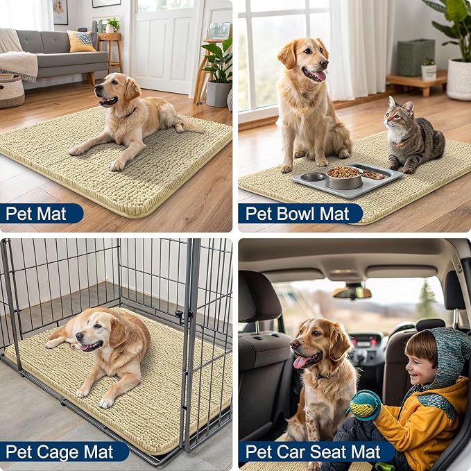 Smiry Dog Door Mat for Muddy Paws 36x24, Absorbent Dirt Trapper, Non-Slip - Image 6