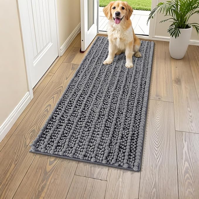 Smiry Dog Door Mat for Muddy Paws 47x20, Absorbent Dirt Trapper, Non-Slip by Smiry