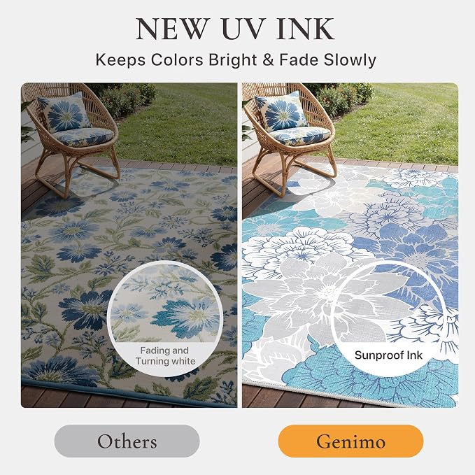 GENIMO Indoor Outdoor Area Rug 8'x10', Machine Washable Rugs - Image 5