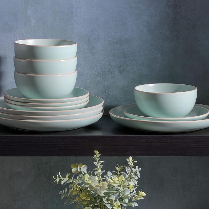 Gibson Home Rockaway Dinnerware, Teal Matte, Service - Image 4