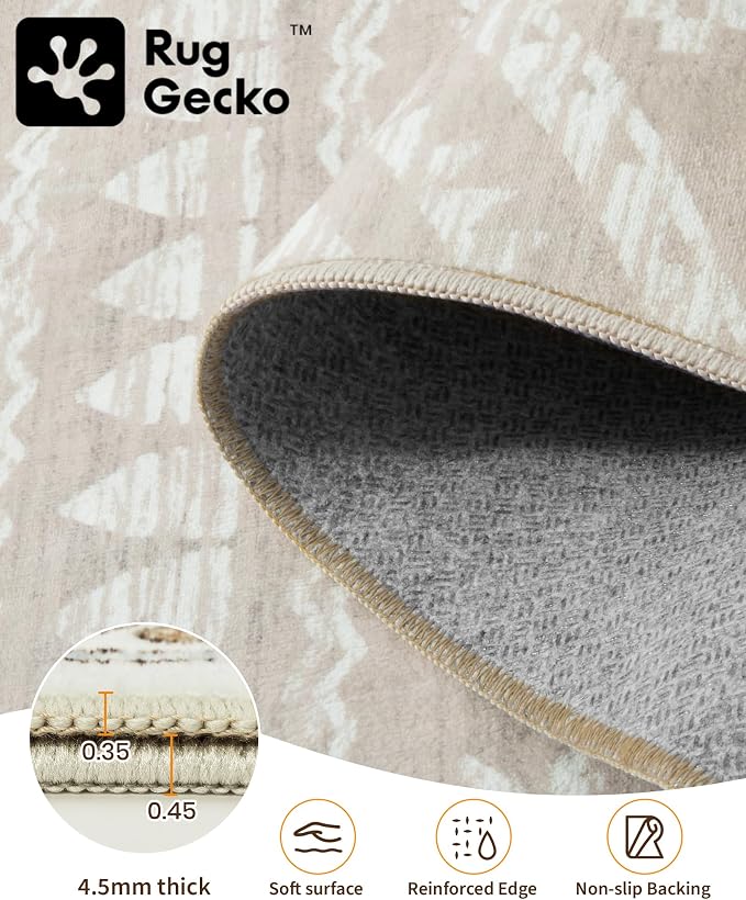 Miukiki 4x6 Area Rug for Living Room Moroccan Washable Rugs Non Slip Indoor - Image 3