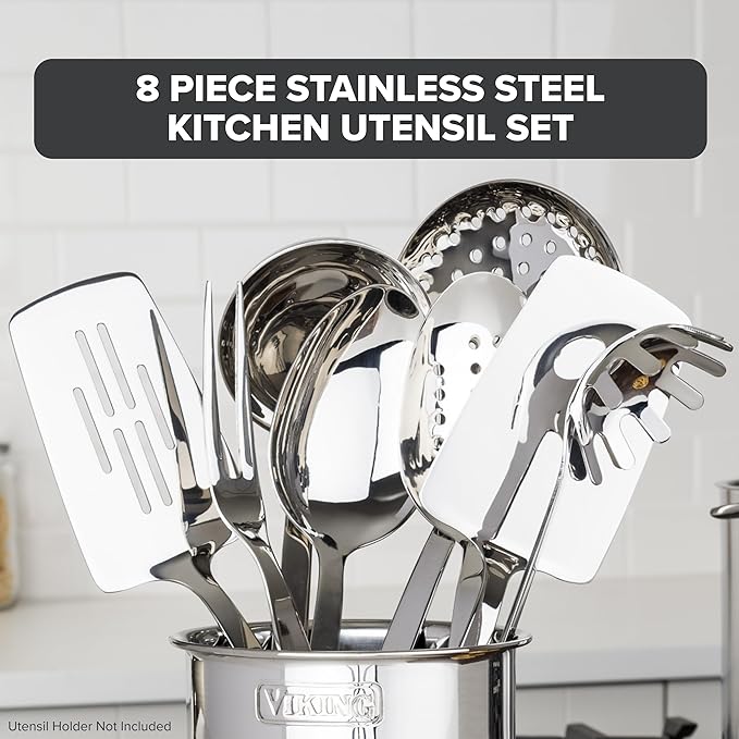 Viking Kitchen Utensils Set, 8 Piece Stainless Steel Cooking Utensil Set - Image 2