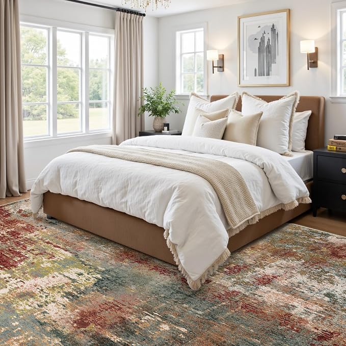 RELEANY Washable Area Rugs 7'x9' Non-Slip Modern Abstract Soft - Image 3