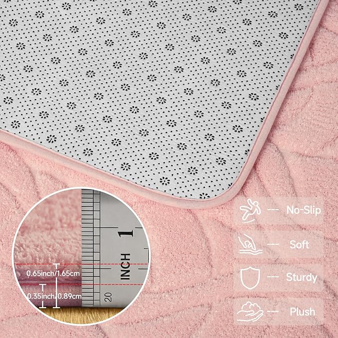 4x6 Pink Washable Area Rug for Girls Bedroom, Leaf Geometric Patter Shag - Image 6
