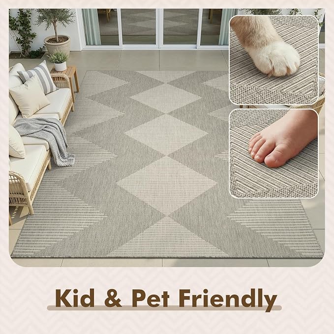MontVoo-Outdoor Rug Carpet Patio Rug 4x6 ft Polypropylene Indoor Outdoor Rugs - Image 8