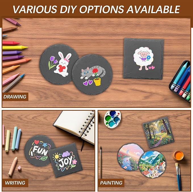 48pcs Slate Coasters, Hand Painted DIY, Scratch Resistant Bottom - Image 5