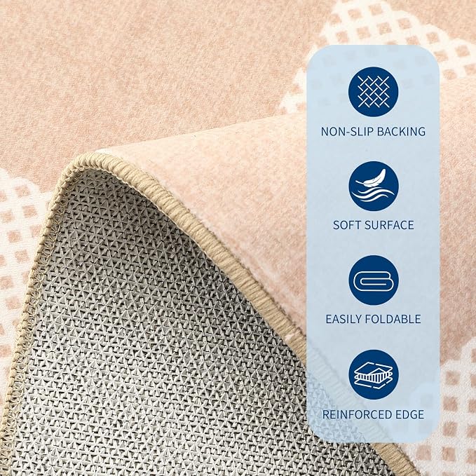 GarveeHome Checkered Blush Beige Neutral Nursery Kids Playroom 4x6 Washable Rug - Image 6