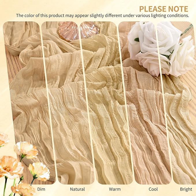 30 Pack Cheesecloth Table Runner 10FT Nude Table Runner Boho Gauze Cheese Cloth - Image 7