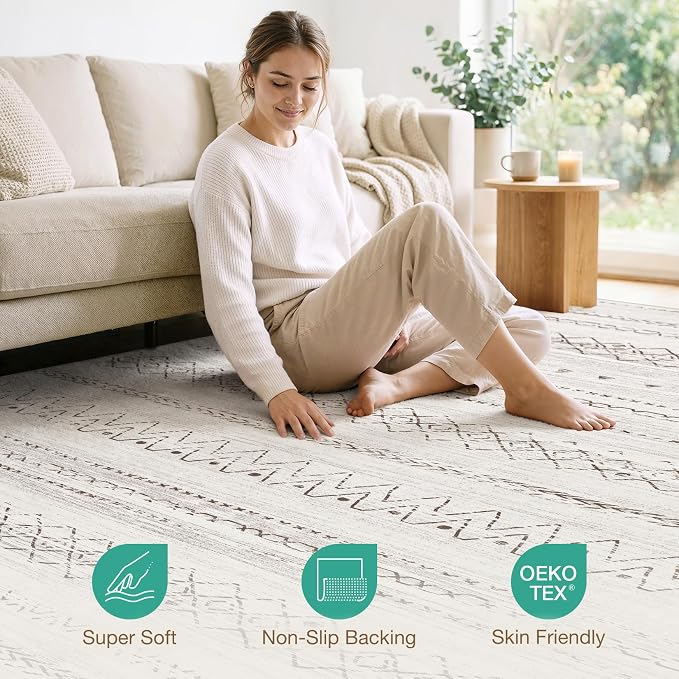 cotiled 7x9 Area Rugs Living Room Rug: Washable Boho Rugs - Image 5
