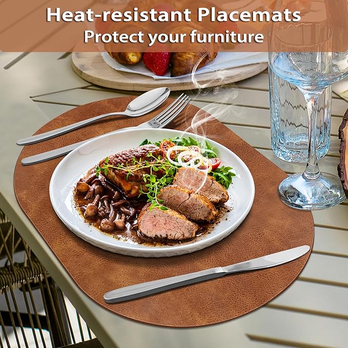 ADRIMER Placemats, Heat Resistant Oval Placemats Set of 6 Washable 12 x 17 Inch - Image 2