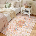 RELEANY Area Rugs 3'x5' Washable Non-Slip, Floral Vintage Distress Medallion by RELEANY