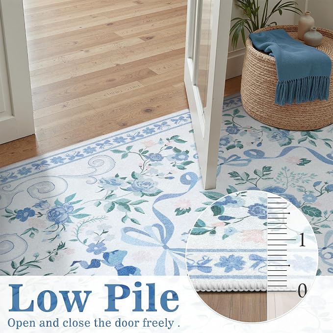DCX Washable 2x3 Bow Rug, Cute Soft Low Pile Indoor Décor Carpet, Kid & Pet - Image 3