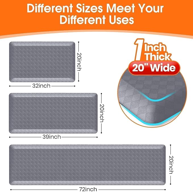 StepRite 1” Thick Kitchen Mats for Floor, Anti Fatigue Kitchen Rugs, Heavy Duty - Image 8