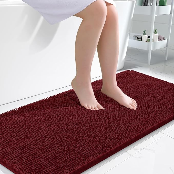 OLANLY Bathroom Runner Rugs 47x24, Soft Absorbent Chenille Bath Rugs, Rubber by OLANLY