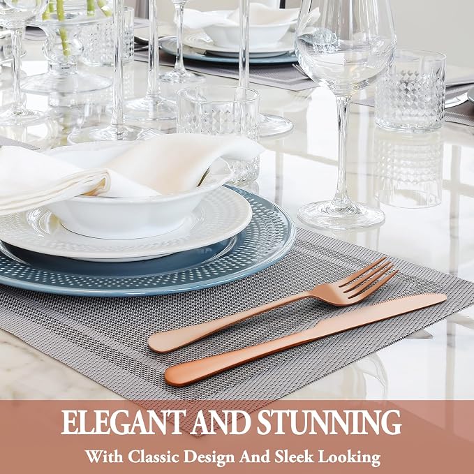 24 Pcs Rose Gold Silverware Set - Image 6