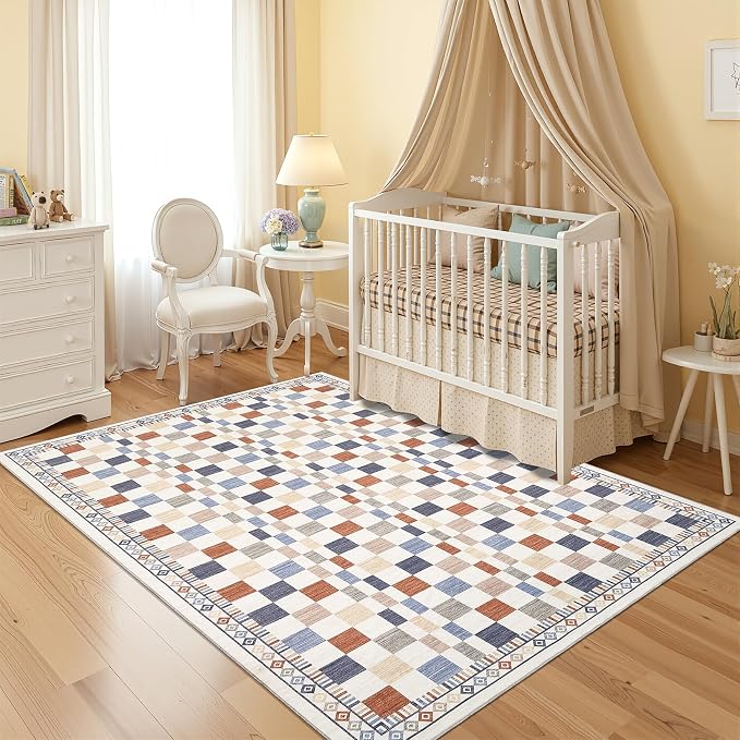 GarveeHome 5x7 Rug for Living Room Machine Washable Modern Checkered Area Rug - Image 9