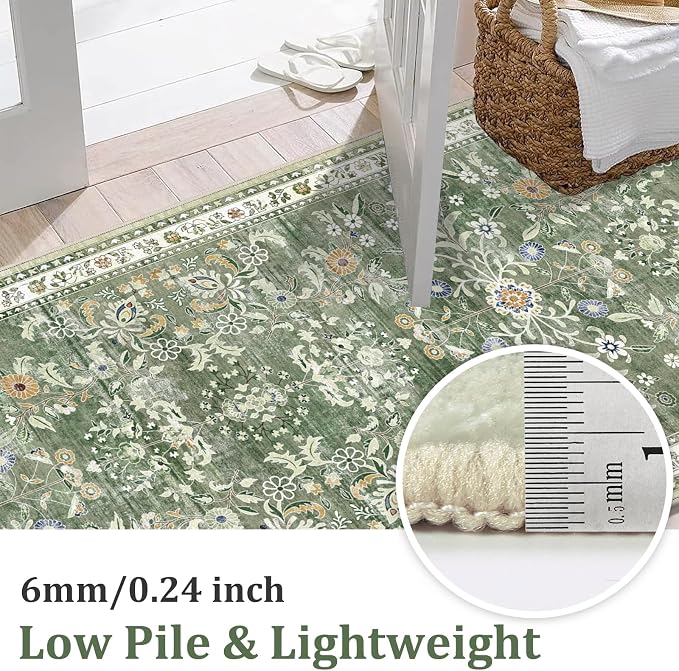 Yamaziot Washable Runner Rug 3x8 – Large Floral Non Slip Boho Hallway Runner Rug - Image 2