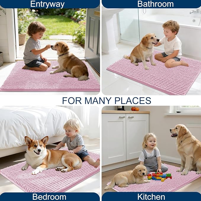 OLANLY Dog Door Mat for Muddy Paws 44x32, Ultra Absorbent Chenille Mud Doormat - Image 8