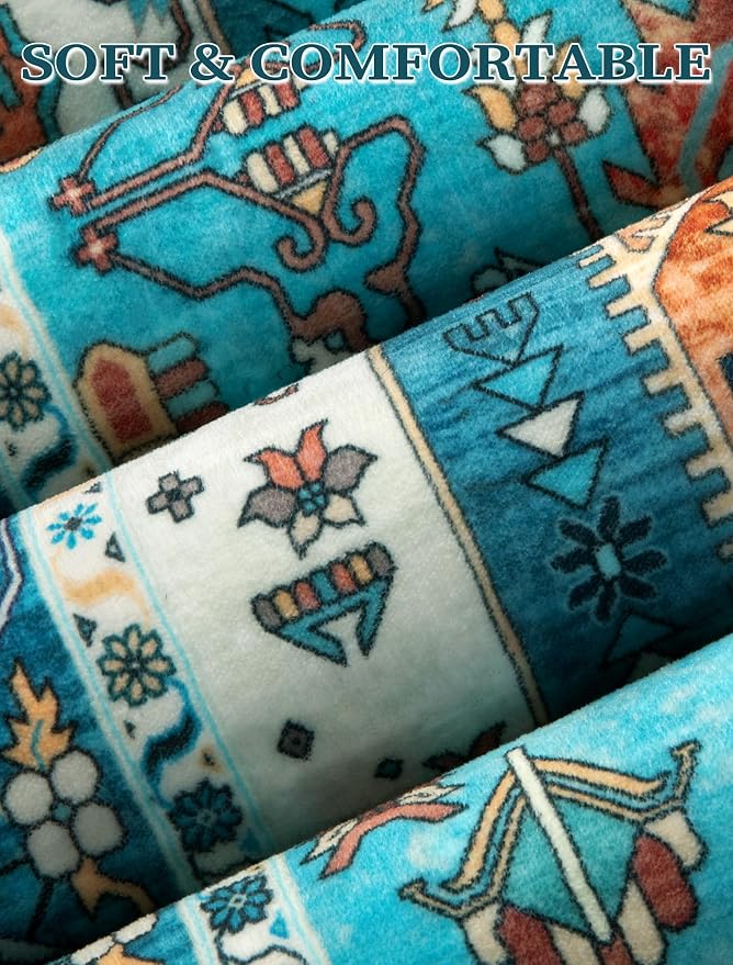 SERISSA Boho Washable Runner Rug, 2x6 Rug Runner Non-Slip Vintage Blue Hallway - Image 5