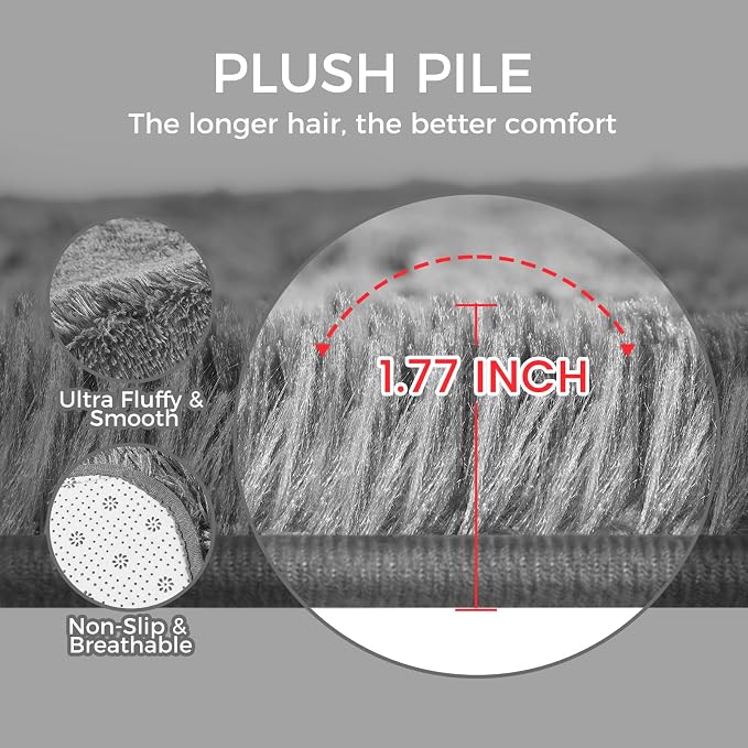 Ultra Soft Rug for Living Room, 9X12 Fluffy Shag Area Rug for Bedroom, Modern - Image 5