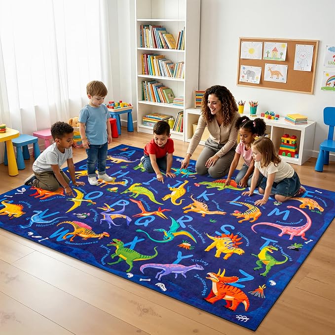 5x7 ABC Classroom Rug for Kids Playroom, Alphabet Rug - Image 2