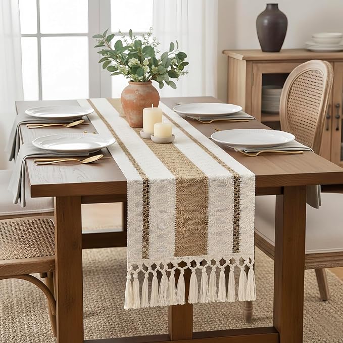 Boho Table Runner with Tassels 12x48 Inch - Image 3