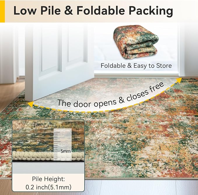 RELEANY Washable Area Rugs Square 8ft Non-Slip Modern Abstract Soft - Image 4