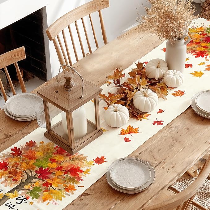 Fall Table Runner 13 x 36 Inch, Maple Leaves Autumn Farmhouse Decor - Image 7