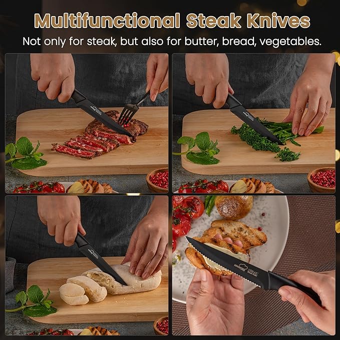 Steak Knives, Steak Knives Set of 8, Stainless Steel Steak Knife Set, Serrated - Image 5