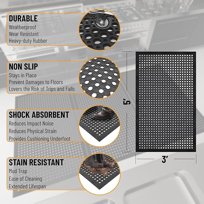Ottomanson Heavy Duty Rubber Floor Mat – Non-Slip, Waterproof, Restaurants - Image 3