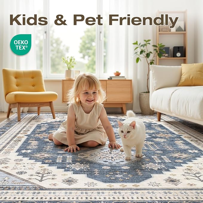 6x9 Washable Area Rug, Large Rugs - Image 3