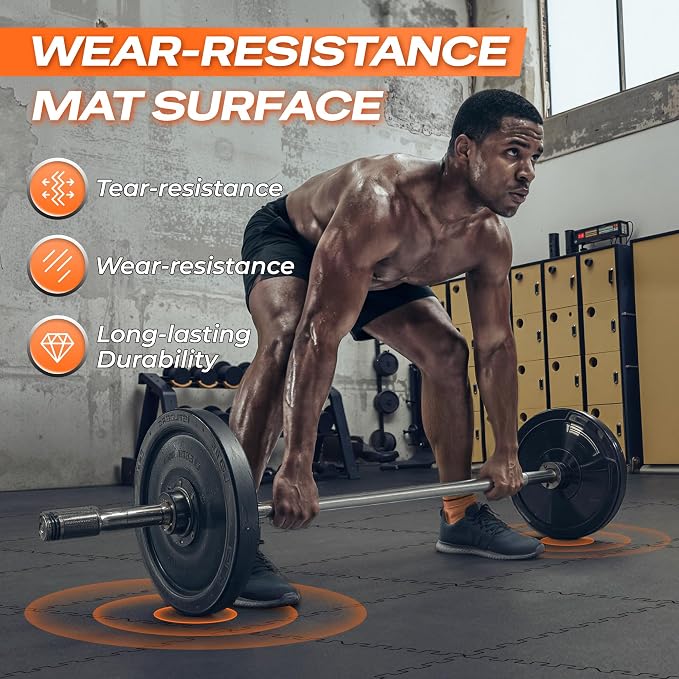 SUPERJARE 0.56'' Thick 6 Pcs 24 Sq Ft Rubber Top Exercise Equipment Mats - Image 6