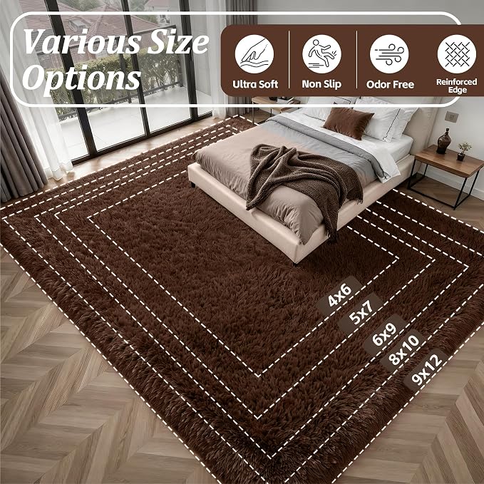 Fluffy 5x7 Area Rugs for Living Room Bedroom: Ultra Soft Shag Rug Non-Slip - Image 9