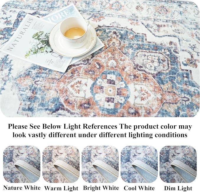 Washable Large 9x12 Area Rug: Living Room Oriental Non Slip Soft Rugs Indoor - Image 4