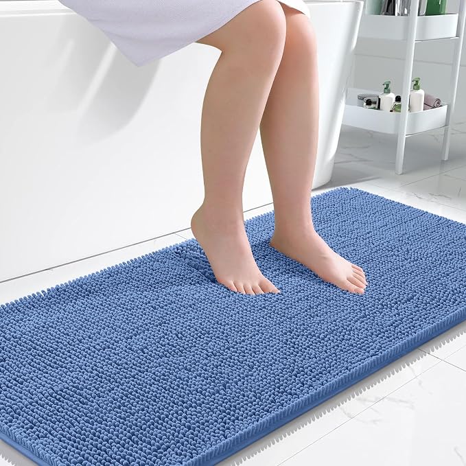 OLANLY Bathroom Runner Rugs 47x24, Soft Absorbent Chenille Bath Rugs, Rubber by OLANLY