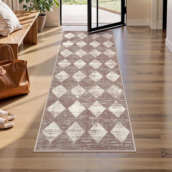 Lahome Zelie Machine Washable Bathroom Rugs Runner, 2x5 Non Slip Entryway Rugs by Lahome