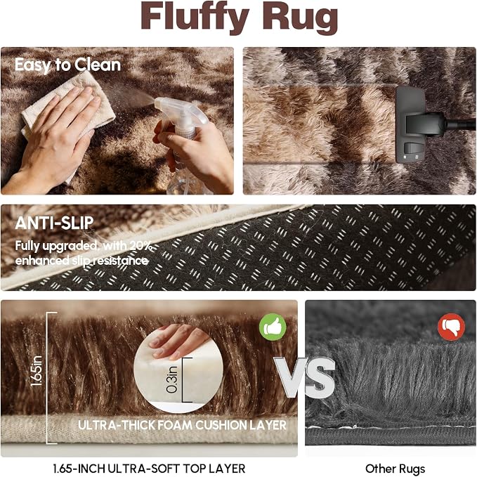 8x10 Area Rugs Living Room, Tie-dye Coffee Large Plush Fluffy Bedroom Carpet - Image 6