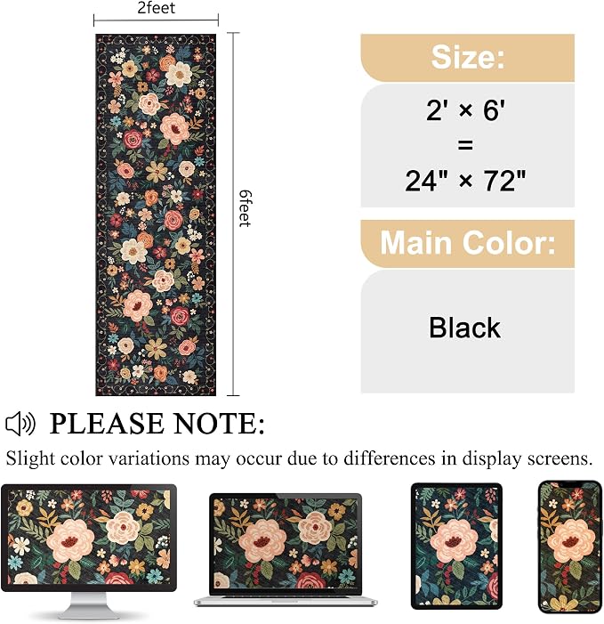 DUKINO 2x6 Runner Rug for Hallway, Washable Kitchen Runner Rug - Image 2