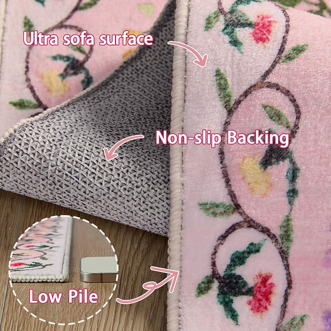 Latte&Fog Pink 4x6 Washable Rug - Image 8