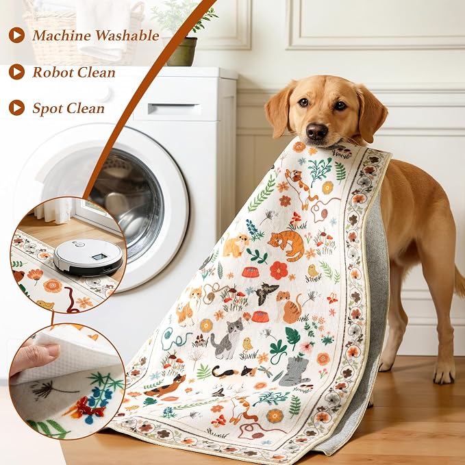 LIANLAM 5x7 Cat Lover's Area Rug, Washable Large Rug - Image 3