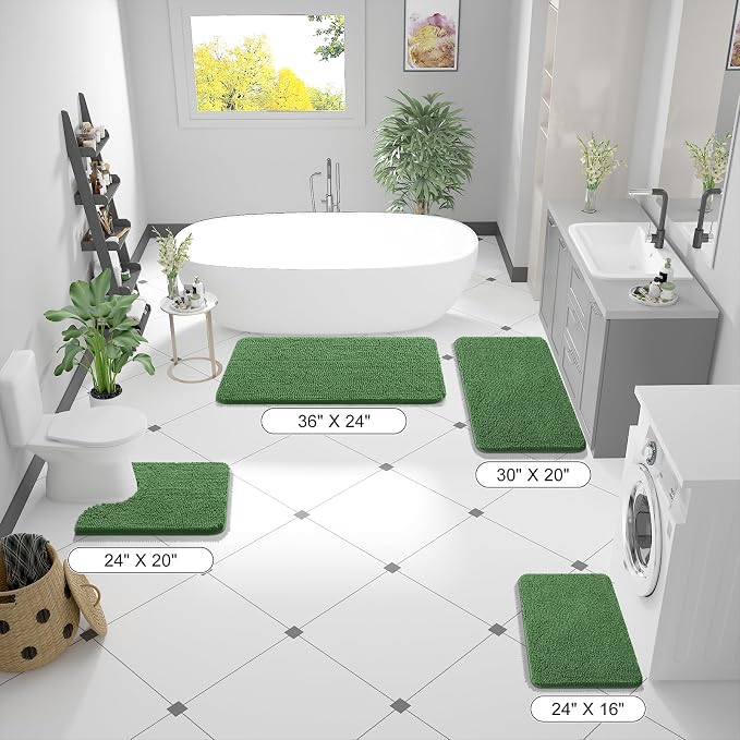 OLANLY Bathroom Rugs 36x24, Extra Soft Absorbent Chenille Bath Rugs, Rubber - Image 2